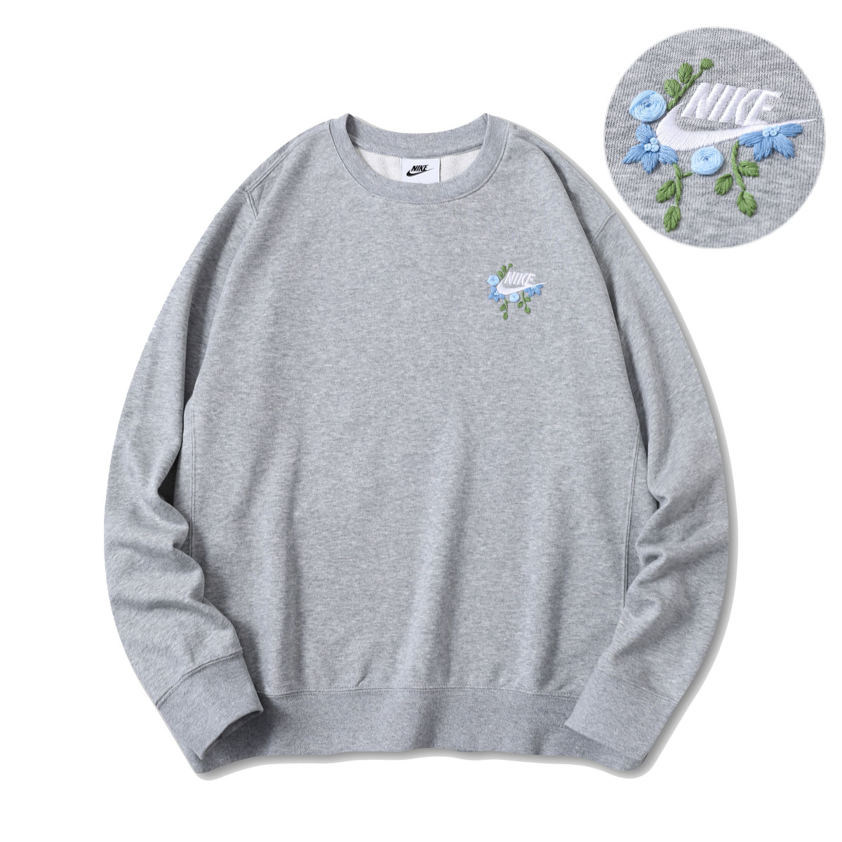 

Толстовка мужская с круглым вырезом, умеренная посадка, Regular Nike, small синий floral