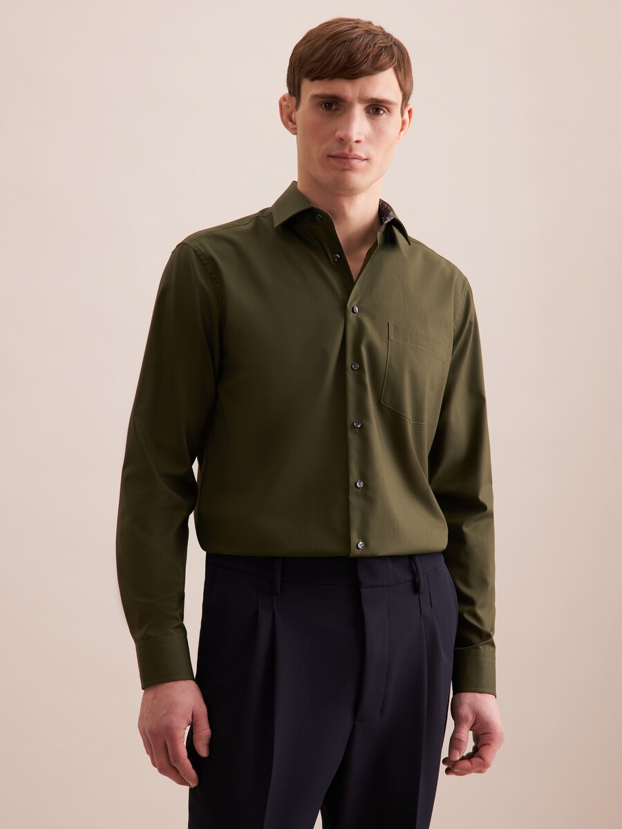 

Рубашка делового покроя Regular Fit SEIDENSTICKER, темно-зеленый