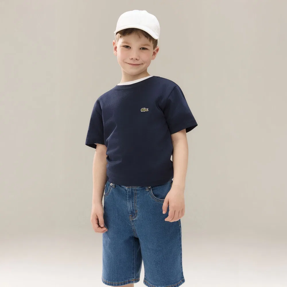 Детские джинсовые шорты светло-голубые от Lacoste — фото 4