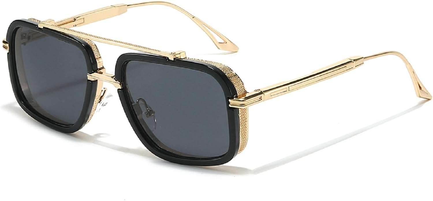 

Модные квадратные солнцезащитные очки для женщин 2025 года, роскошные винтажные панк-очки в металлической оправе, очки-пилот с двойной дужкой, солнцезащитные очки UV400 mincl, C2