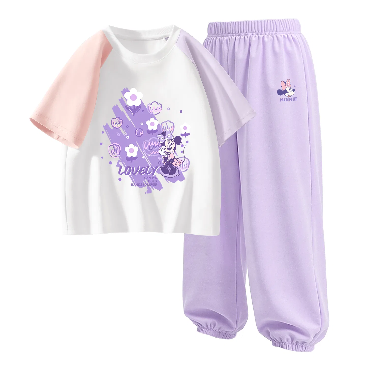Детская повседневная спортивная футболка с круглым вырезом Disney, Di Qipini K Pink Purple+Di Qipini K Taro Purple — фото 3
