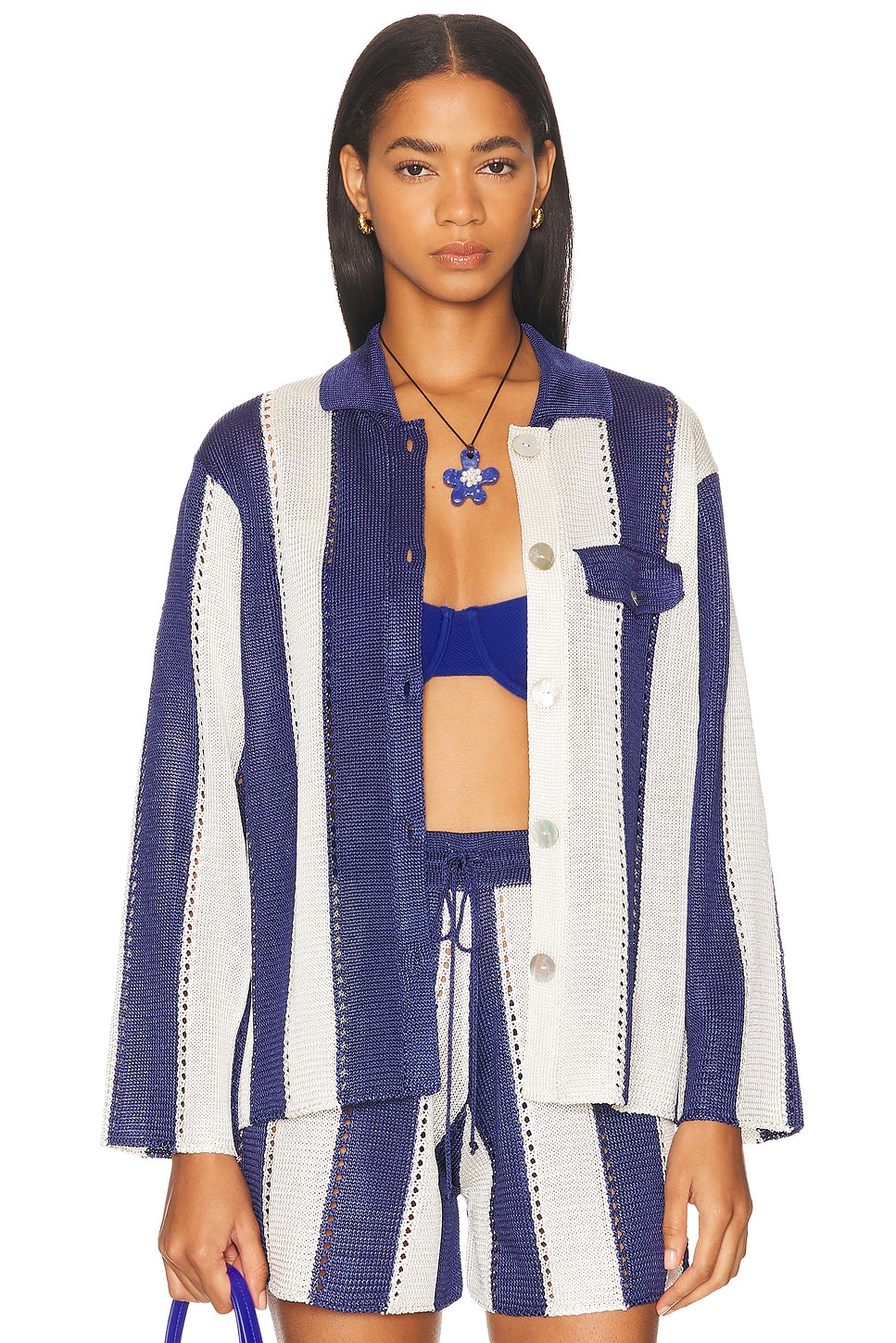 

Cabana Stripe Long Sleeve Рубашка Calle Del Mar, Navy & Natural