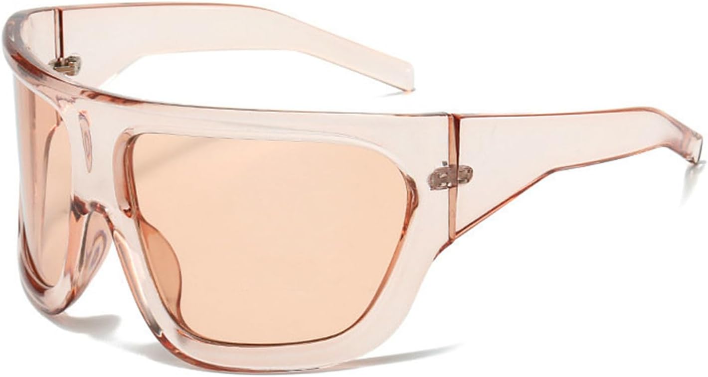 

Солнцезащитные очки Willochra Y2K Wave Mask для женщин и мужчин, большие, серебристые, с зеркальными линзами, футуристический дизайн, стильные дизайнерские очки, Champagne