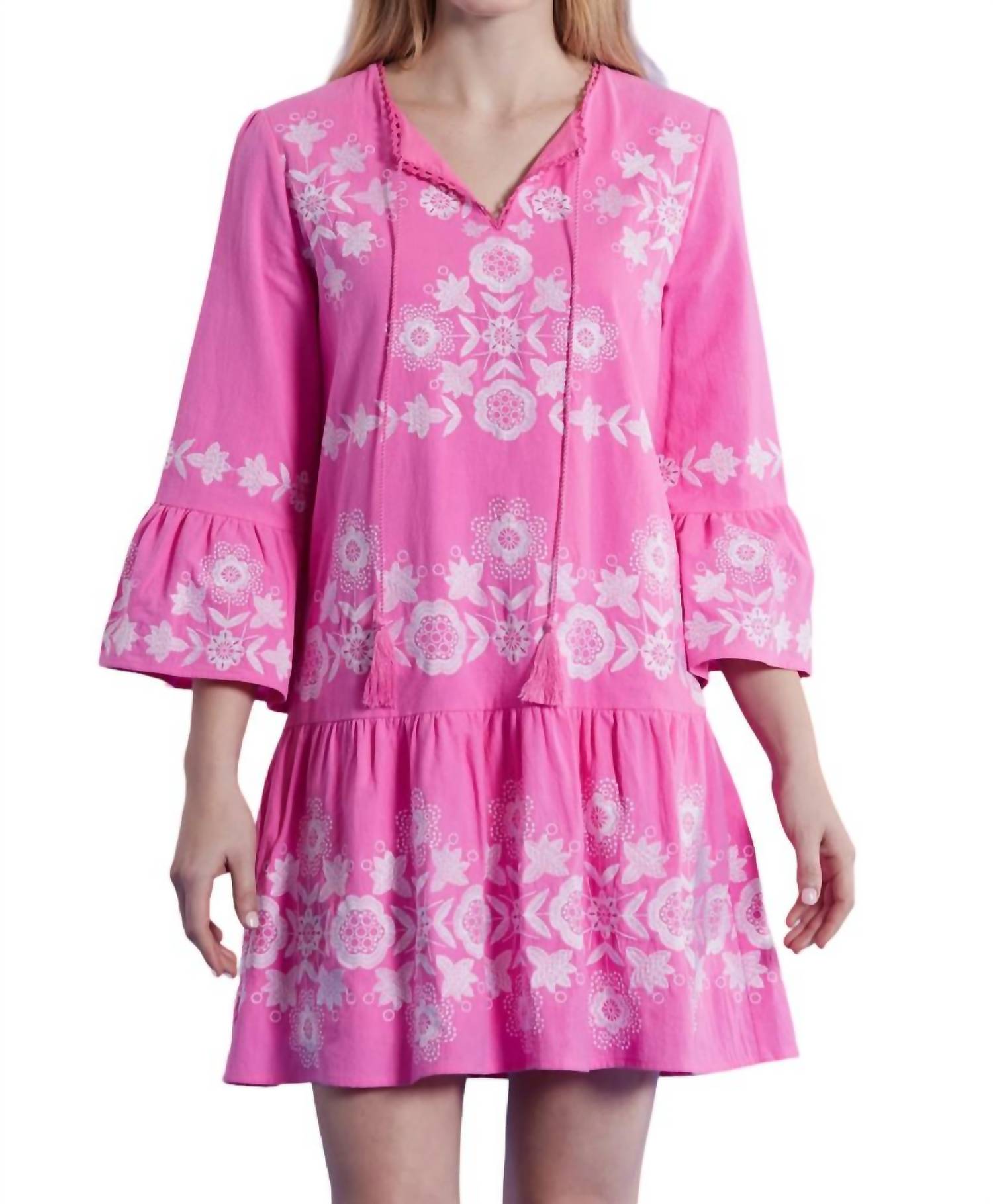 

Хлопковая вышитая туника в дерзком розовом Tyler Boe