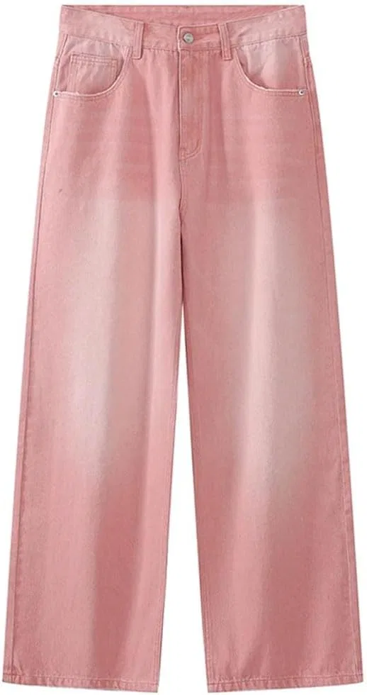 Джинсы прямые широкие, Men's Jeans Straight Wide Leg Pants Fashion Vintage Trousers Fashion, 1144