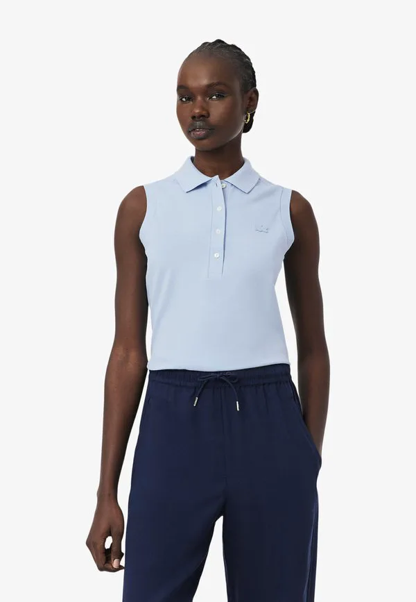 Поло Lacoste Bleu Clair-Hba без рукавов, приталенный крой, однотонный