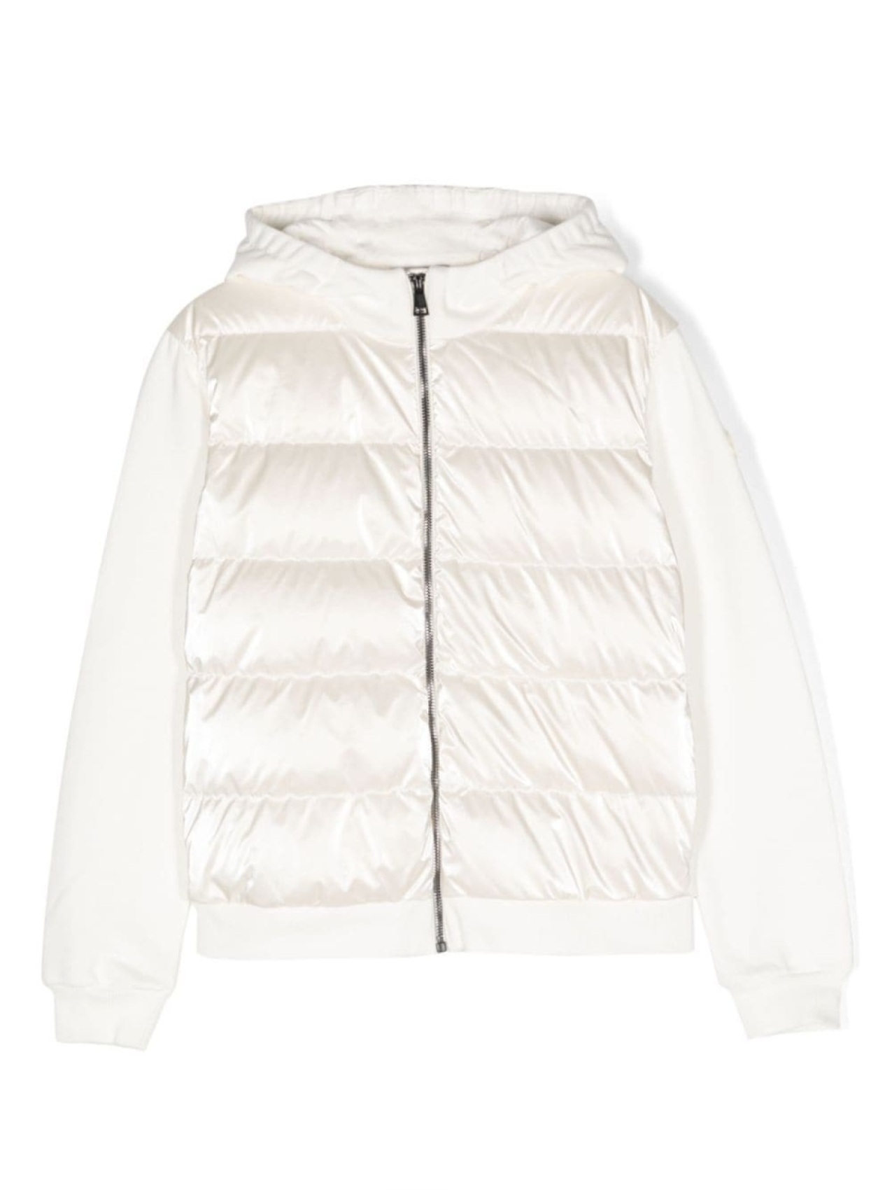 

Moncler Enfant дутое худи на молнии, белый