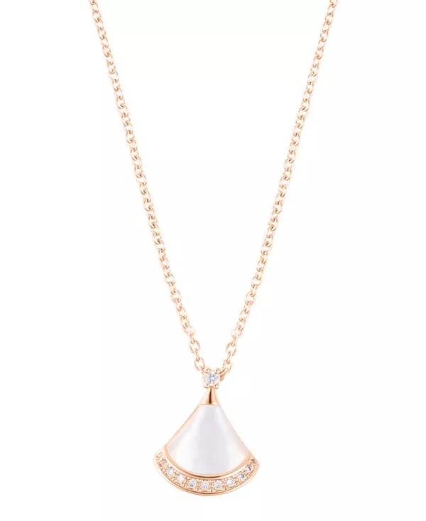 

Ожерелье с регулируемой подвеской в виде листа из розового золота с перламутром и кубическим цирконием Adornia, white