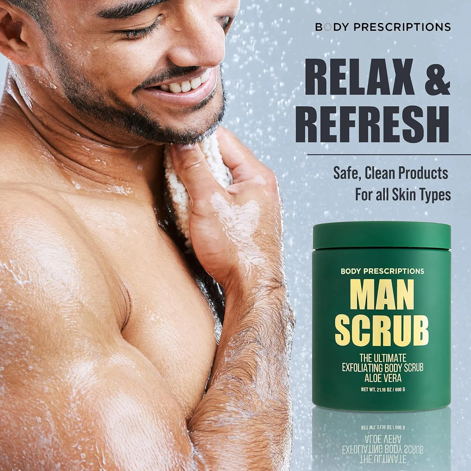 Скраб для тела мужской Body Prescriptions Ultimate Exfoliating Body Scrub, 2 шт по 21 унции, алоэ вера — фото 2