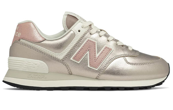 Кроссовки 574 серии блестящий панк золотой New Balance, розовый — фото 2