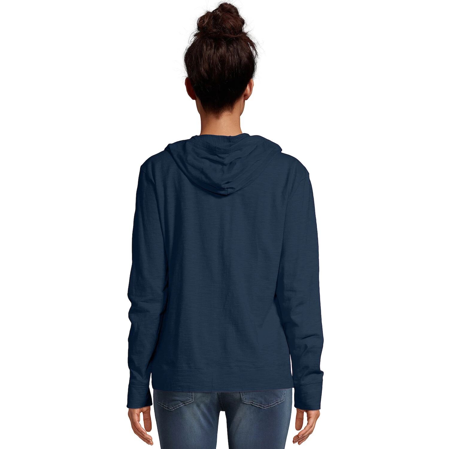 

Женская толстовка Hanes Slub Jersey с капюшоном и молнией во всю длину Hanes, черный