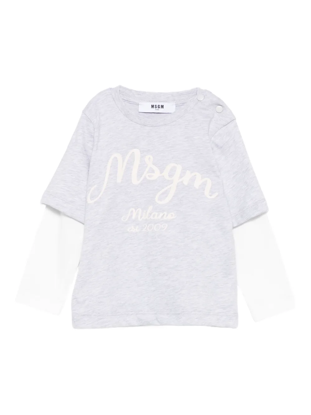 

Многоуровневая футболка с принтом-логотипом MSGM Kids, серый