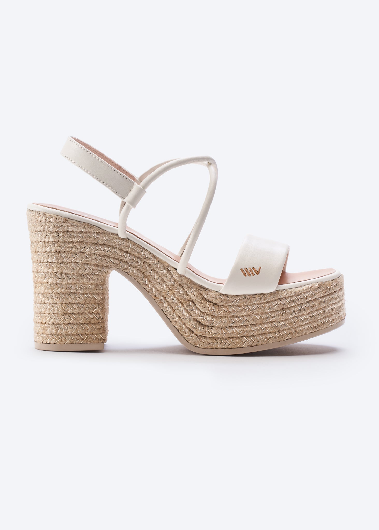 Elia Leather Espadrille Sandal Heels Viscata, слоновая кость