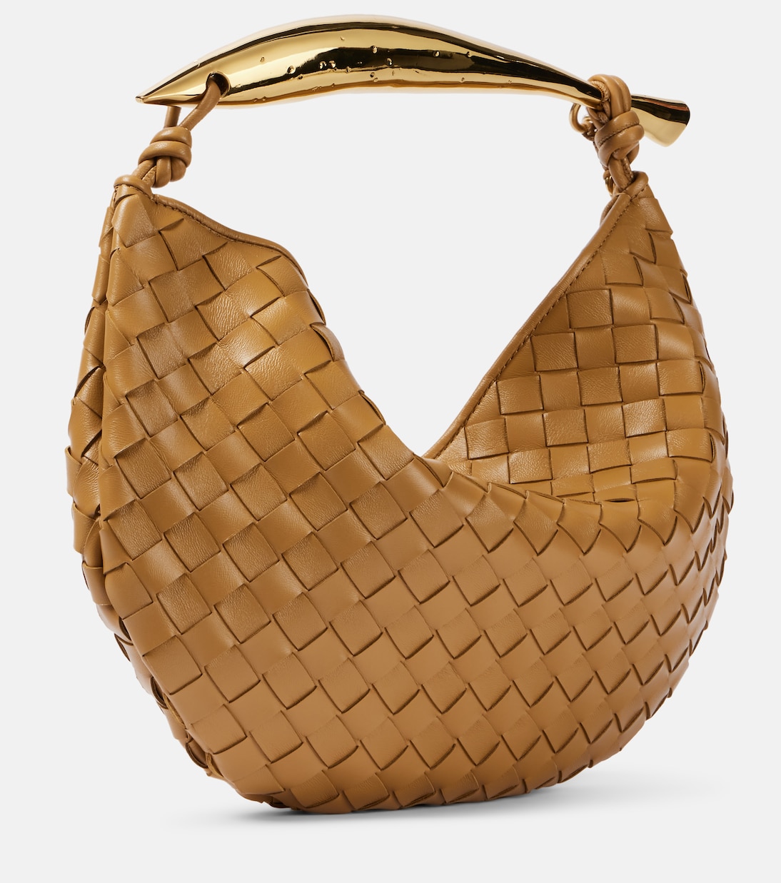 Сумка через плечо из кожи Intrecciato Sardine Chain Bottega Veneta, Dark Praline-M Brass — фото 4