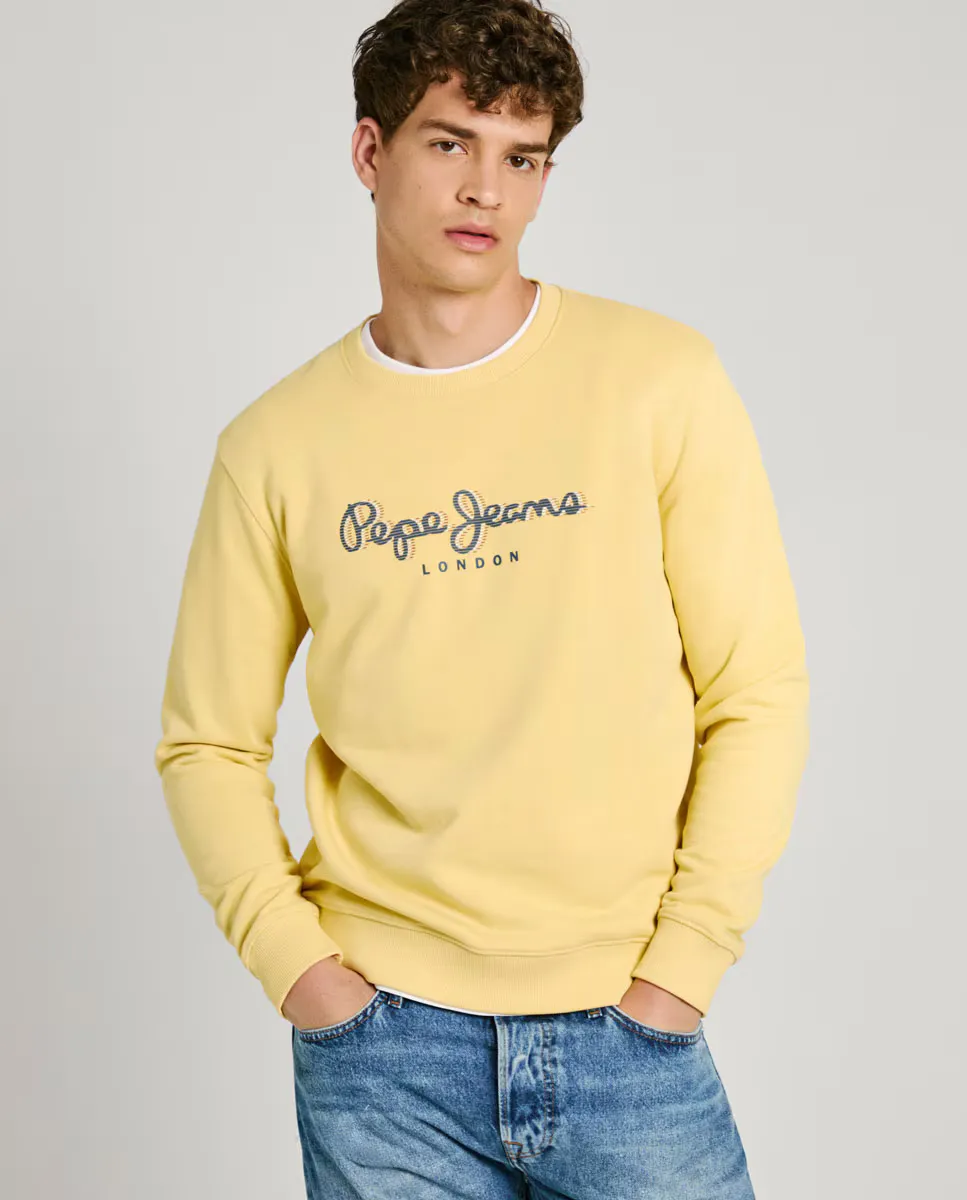 

Мужская толстовка с круглым вырезом и принтом логотипа Pepe Jeans, желтый