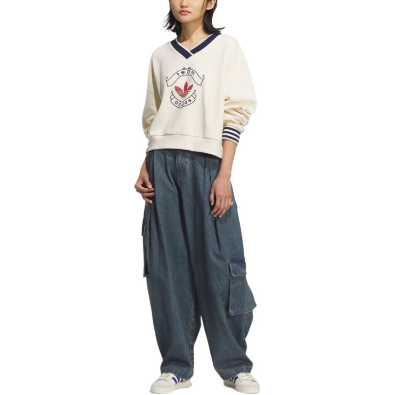 Толстовка FW25 TEAM SWEATCREW женская Adidas Originals, слоновая кость — фото 4