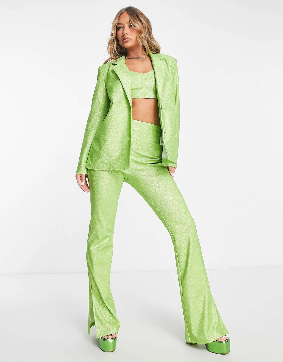 

Зеленый блестящий комбинезон ASOS LUXE