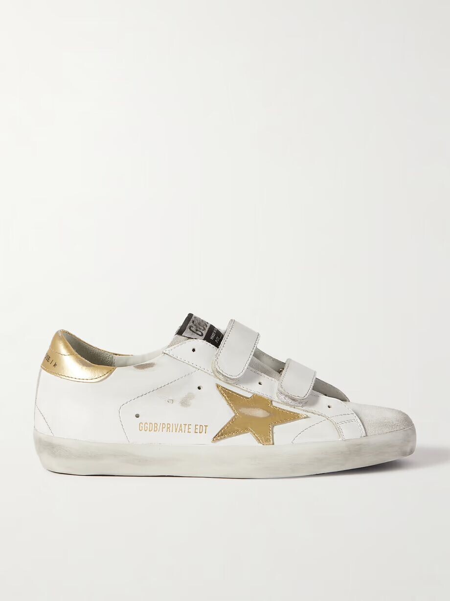 Кроссовки Old School из потертой кожи Golden Goose, белый