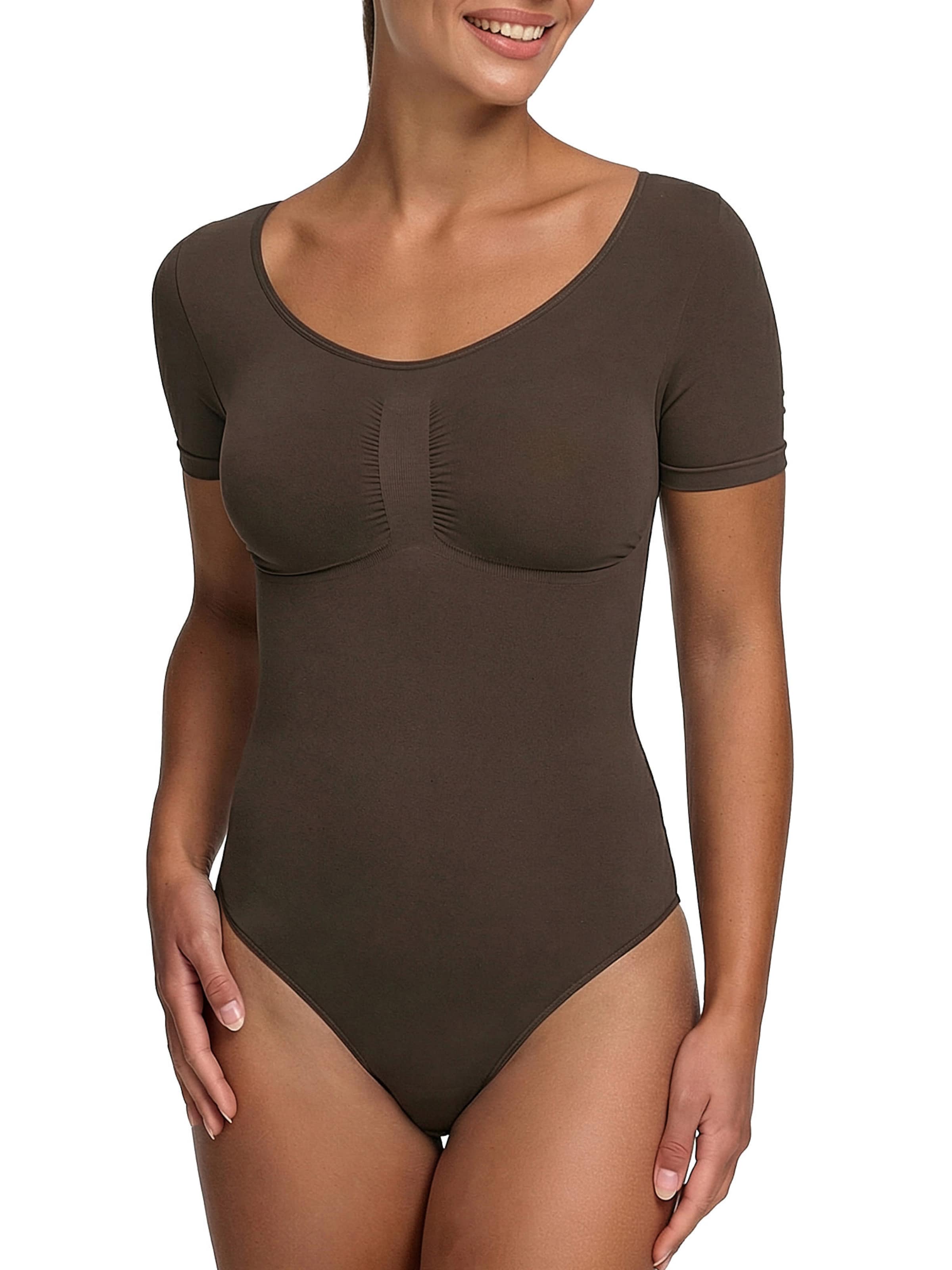 

Creamy Корректирующий боди 'T-Shirt Bodysuit Sculpting Shapewear mit String' в коричневом цвете