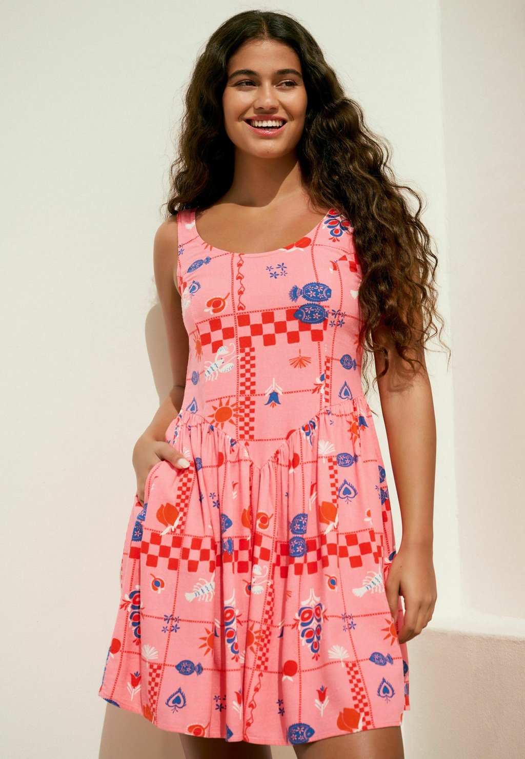 

Повседневное платье SLEEVELESS SCOOP NECK WAISTED MINI Next, розовый