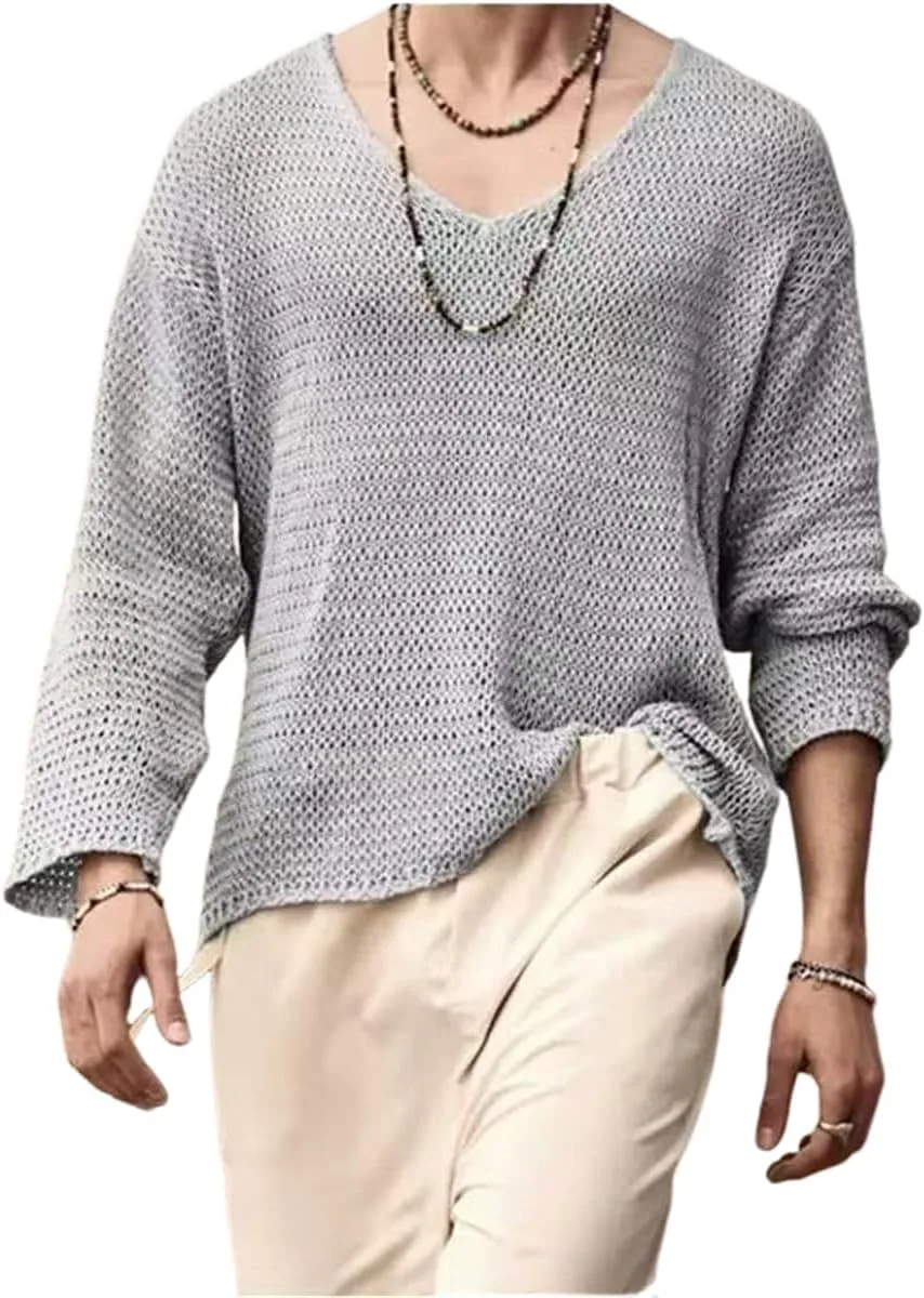 

Мужской вязаный свитер с V-образным вырезом — эластичный и универсальный Banana Bucket