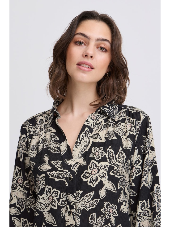 

Рубашка с длинными рукавами FRARIANA, свободный крой, черный цвет, aop SO25 01A Fransa