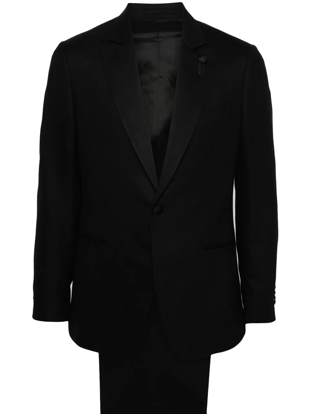 

Креповый костюм с однобортным пиджаком Lardini, черный