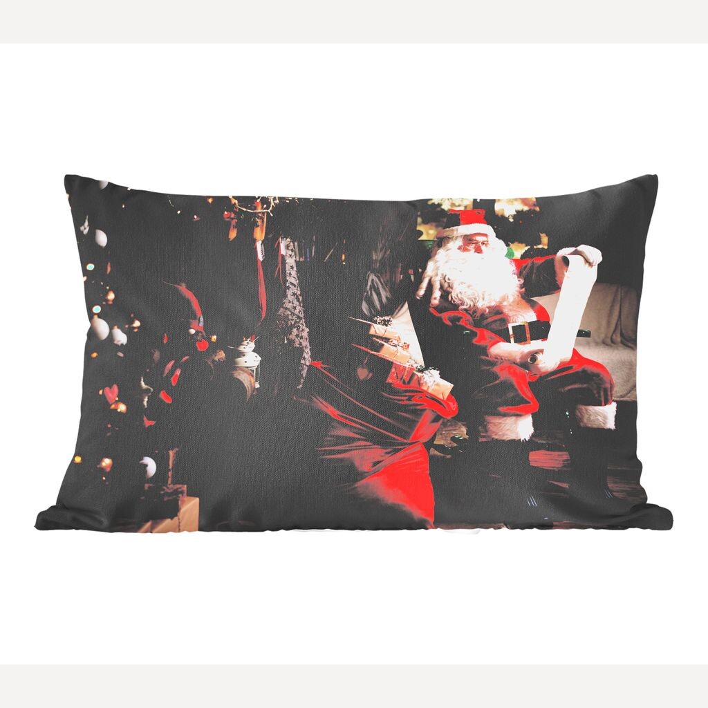 

MuchoWow Рождество - Дед Мороз сидит в кресле с мешком подарков - 50x30 см - чехлы на диванные подушки - без наполнителя
