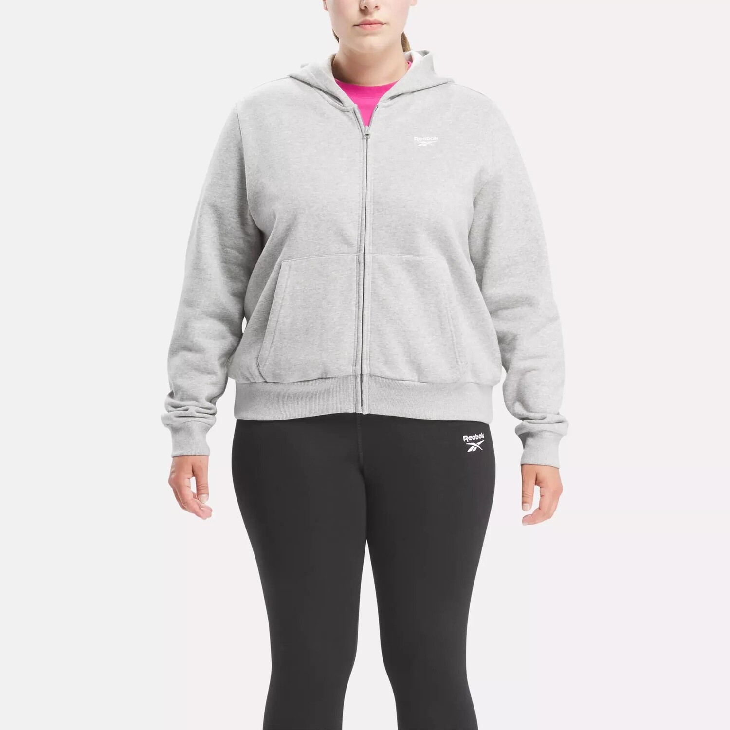 

Флисовая толстовка с молнией во всю длину Identity Small Logo (большие размеры) Reebok, серый
