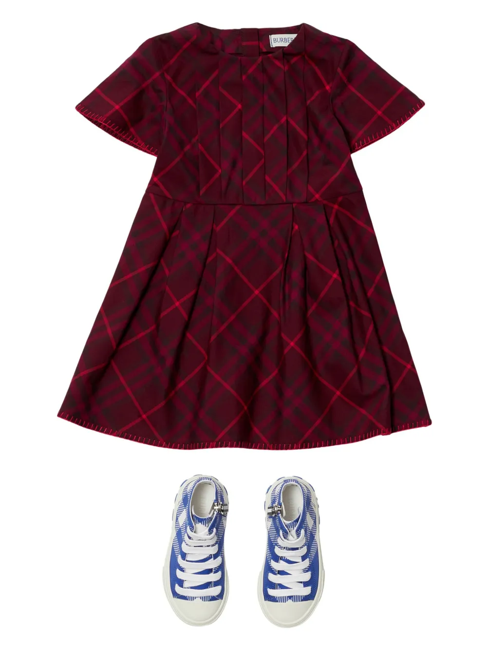 Платье в клетку BURBERRY KIDS, красный — фото 3