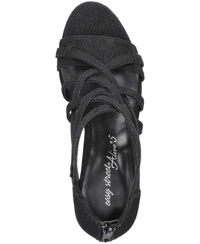 Женские сандалии на платформе с молнией в форме пчелы Easy Street, цвет Black Glitter- Fabric — фото 4