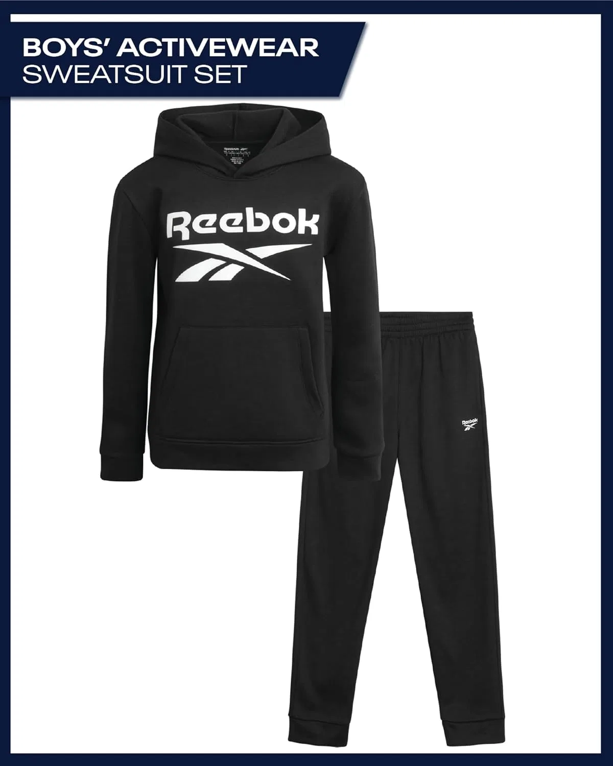 Спортивный костюм флисовый Reebok, 2 предмета, Black Ink — фото 2