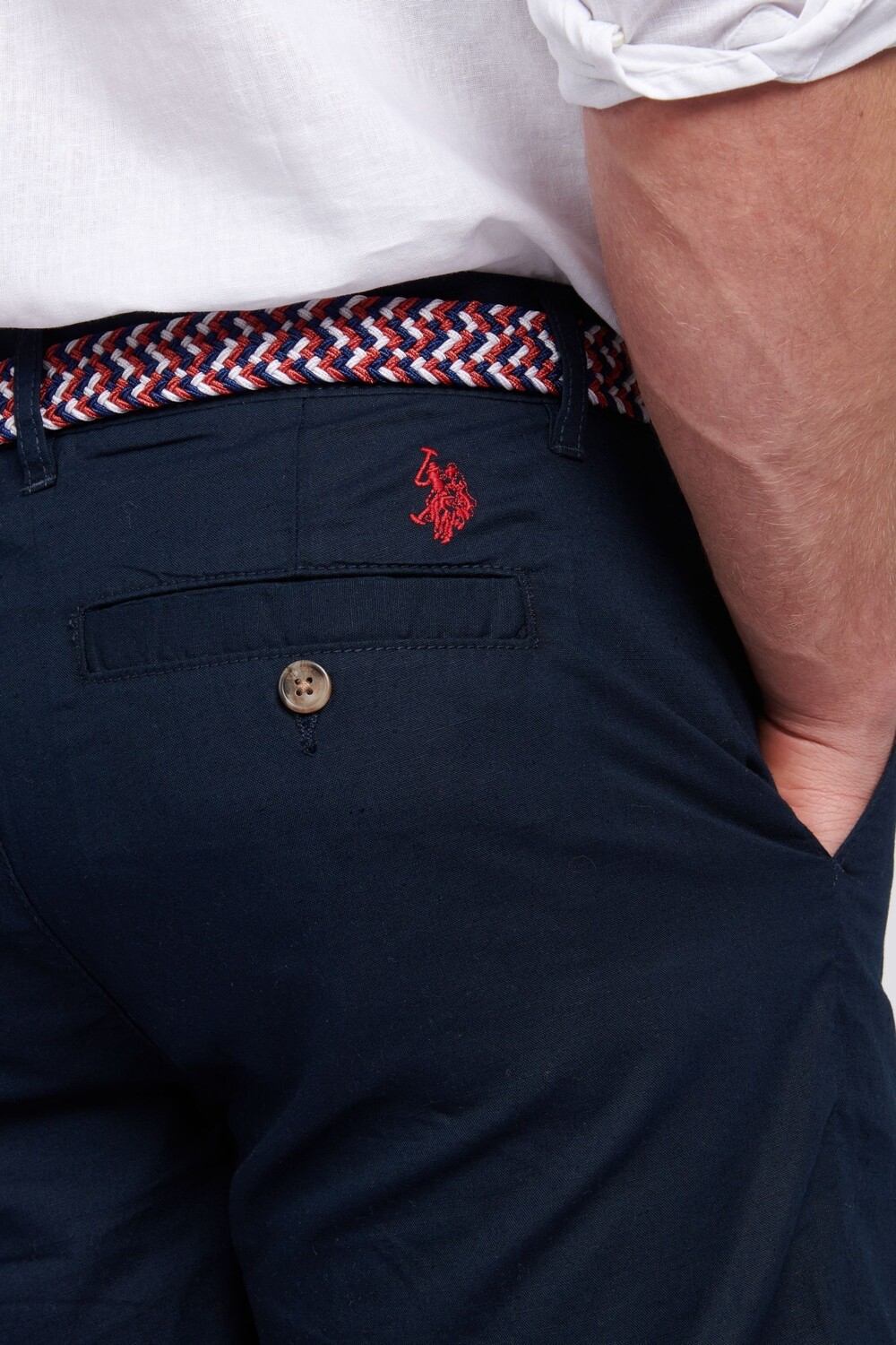 Мужские шорты чинос из смесового льна U.S. Polo Assn, синий — фото 4