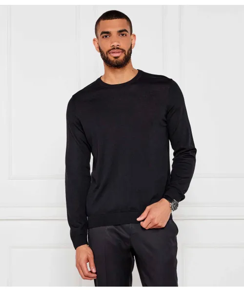 

Шерстяной свитер с перевивочным переплетением Slim fit Boss, черный