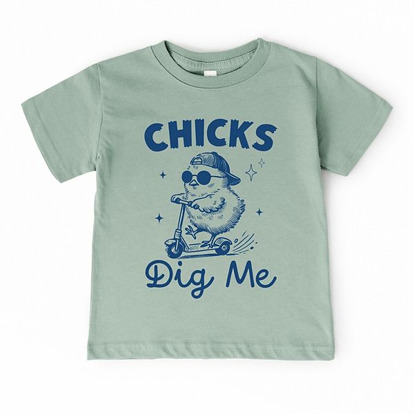 

Футболка с принтом Chicks dig me scooter для малышей The Juniper Shop, Seafoam