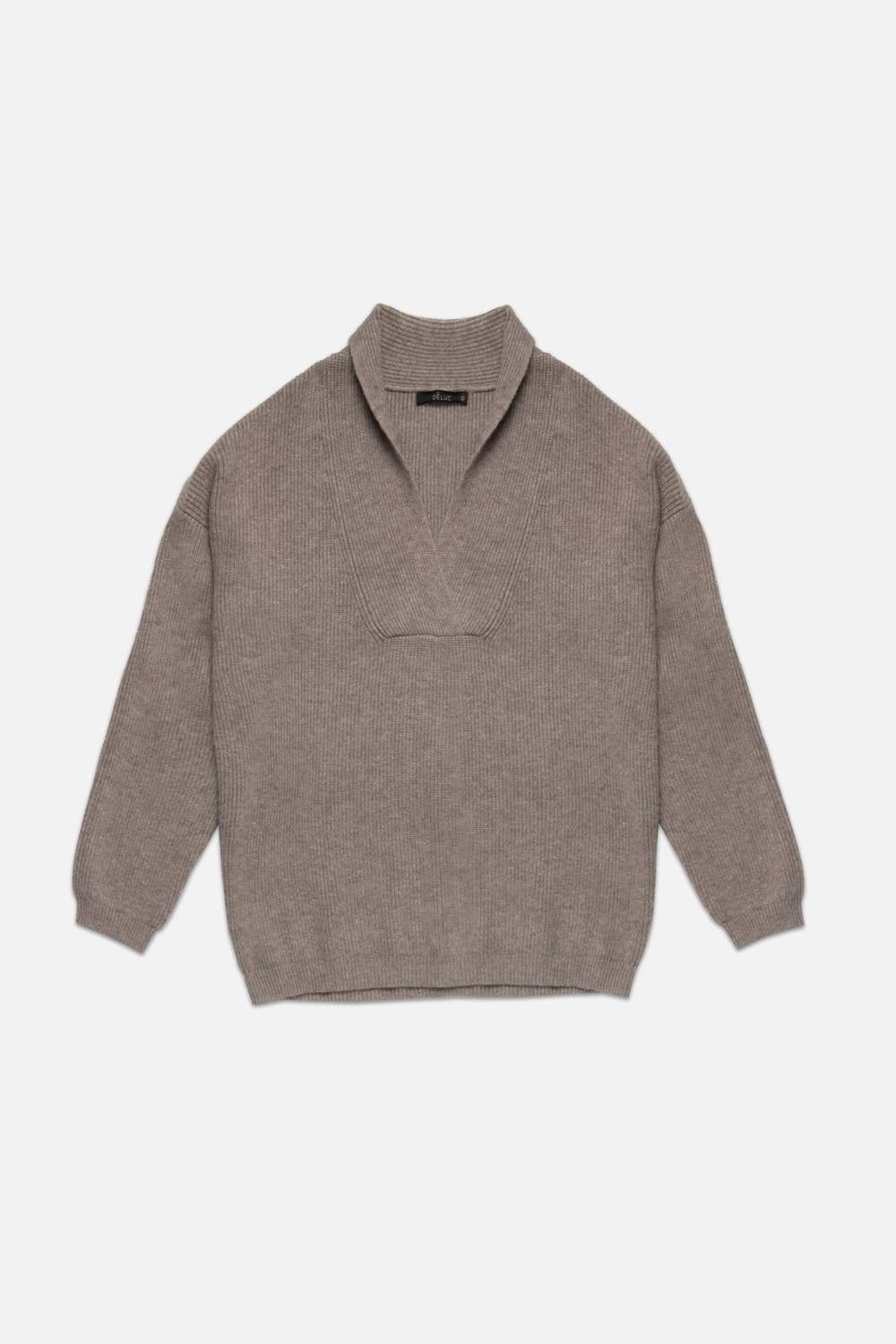 

Женский свитер Liam с V-образным вырезом цвета серо-коричневый меланж Deluc, Taupe Melange