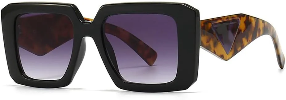 

Ретро солнцезащитные очки для женщин, большая оправа, мужские модные солнцезащитные очки с широкими дужками, защита от УФ-излучения UV400 HYYZZC, Black-tea