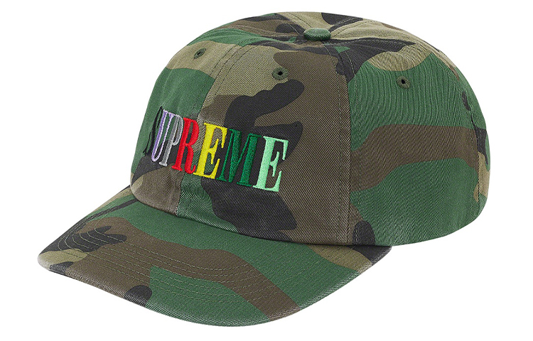 

Supreme Многоцветный логотип на шести панелях, Green Camouflage