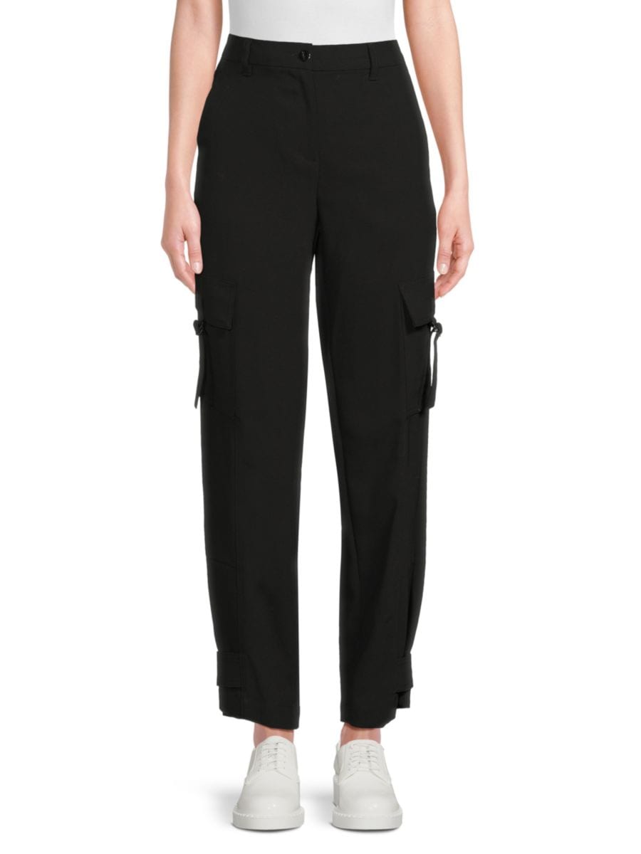 

Атласные брюки-карго DKNY, черный