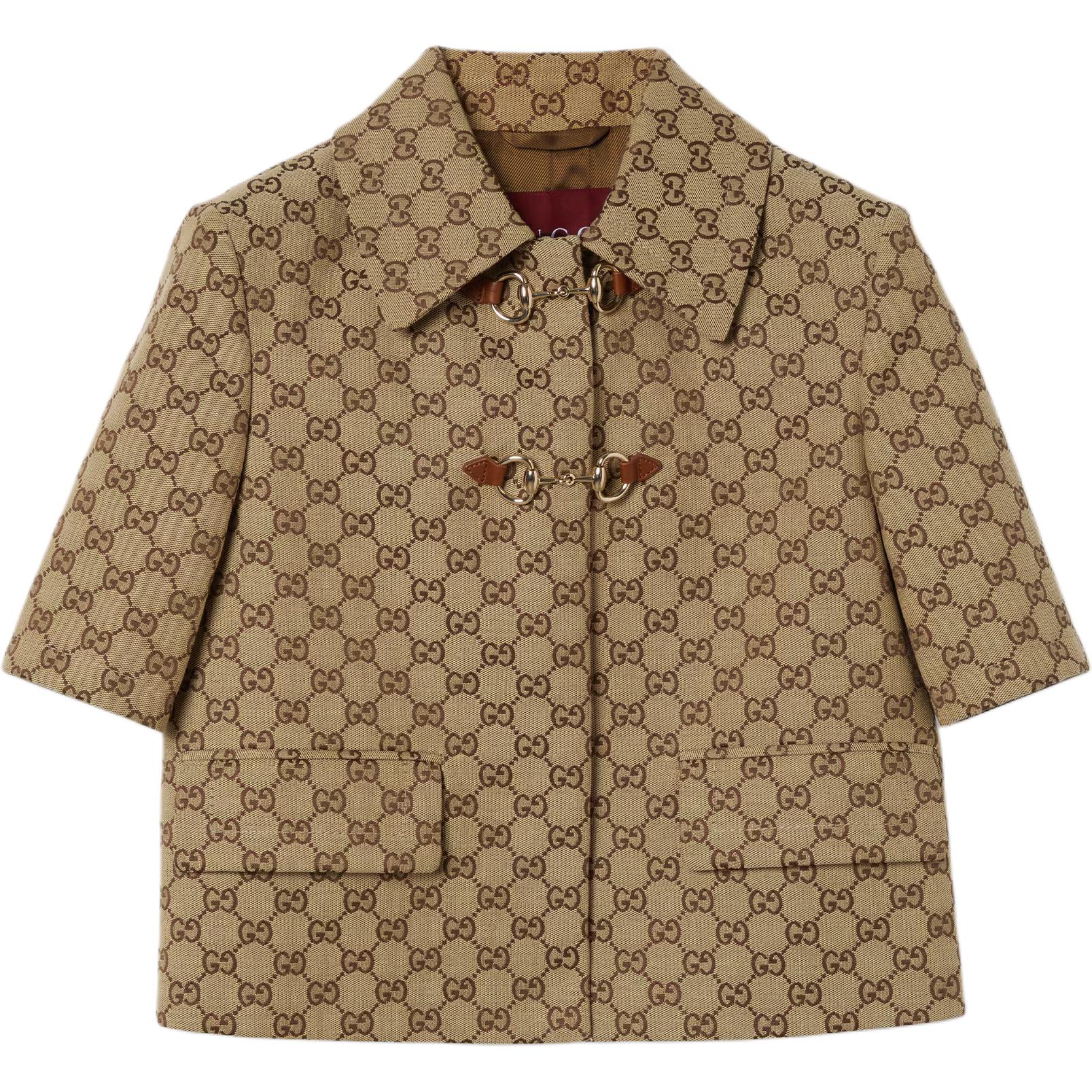 

GUCCI Монограммированная рубашка с коротким рукавом, Brown