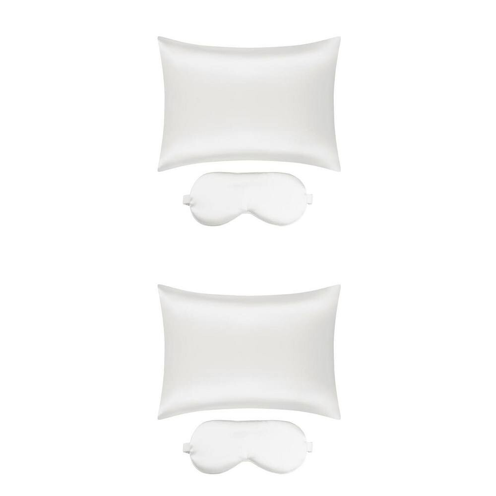 

Дышащие атласные наволочки для спальни на молнии с маской для глаз, набор из 2 шт. Unique Bargains, белый