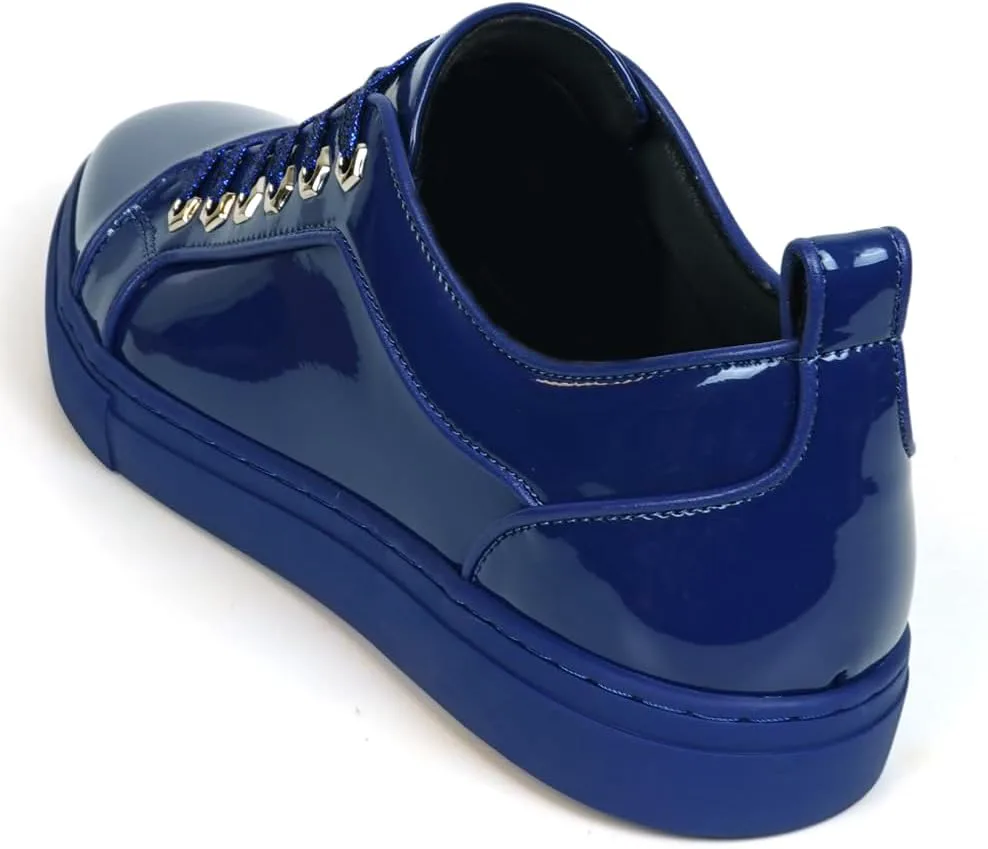 FI-2415-2 Patent Leather Cap tor Lace up Sneaker Fiesso by Aurelio Garcia, темно-синий — фото 2