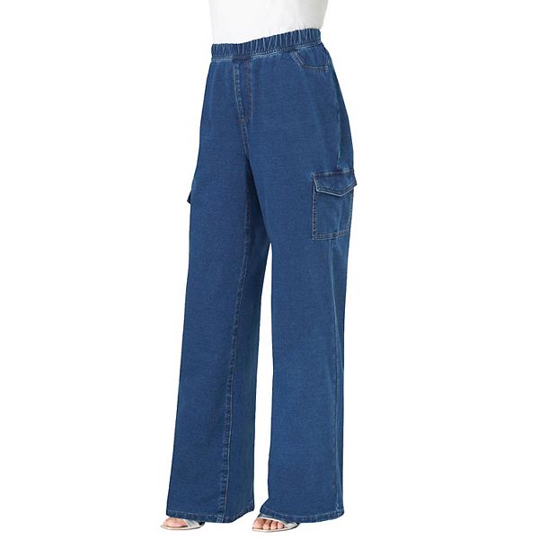 

Женские джинсы-карго с широкими штанинами Roaman'S, Medium Wash