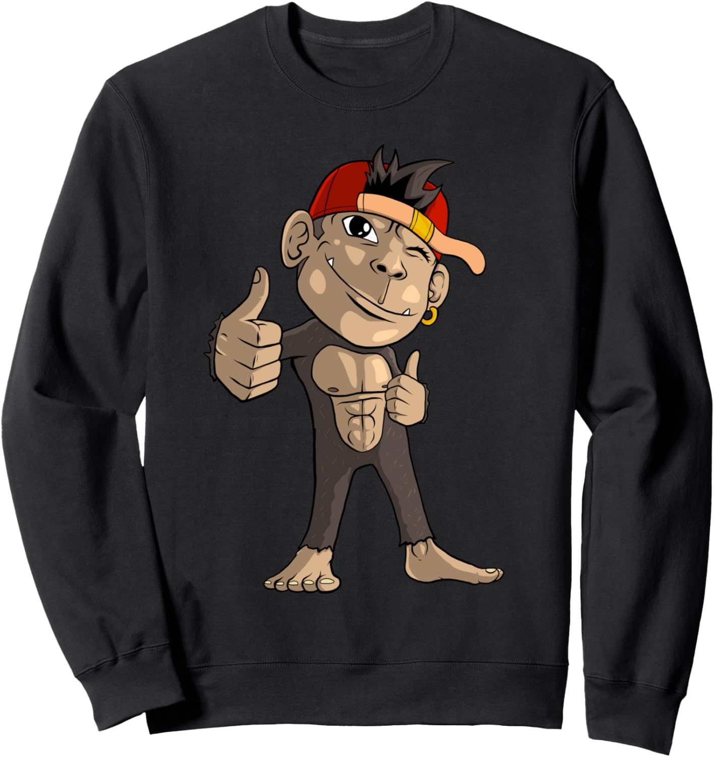 

Милая обезьянка, большой палец вверх, толстовка Все в порядке Monka, черный