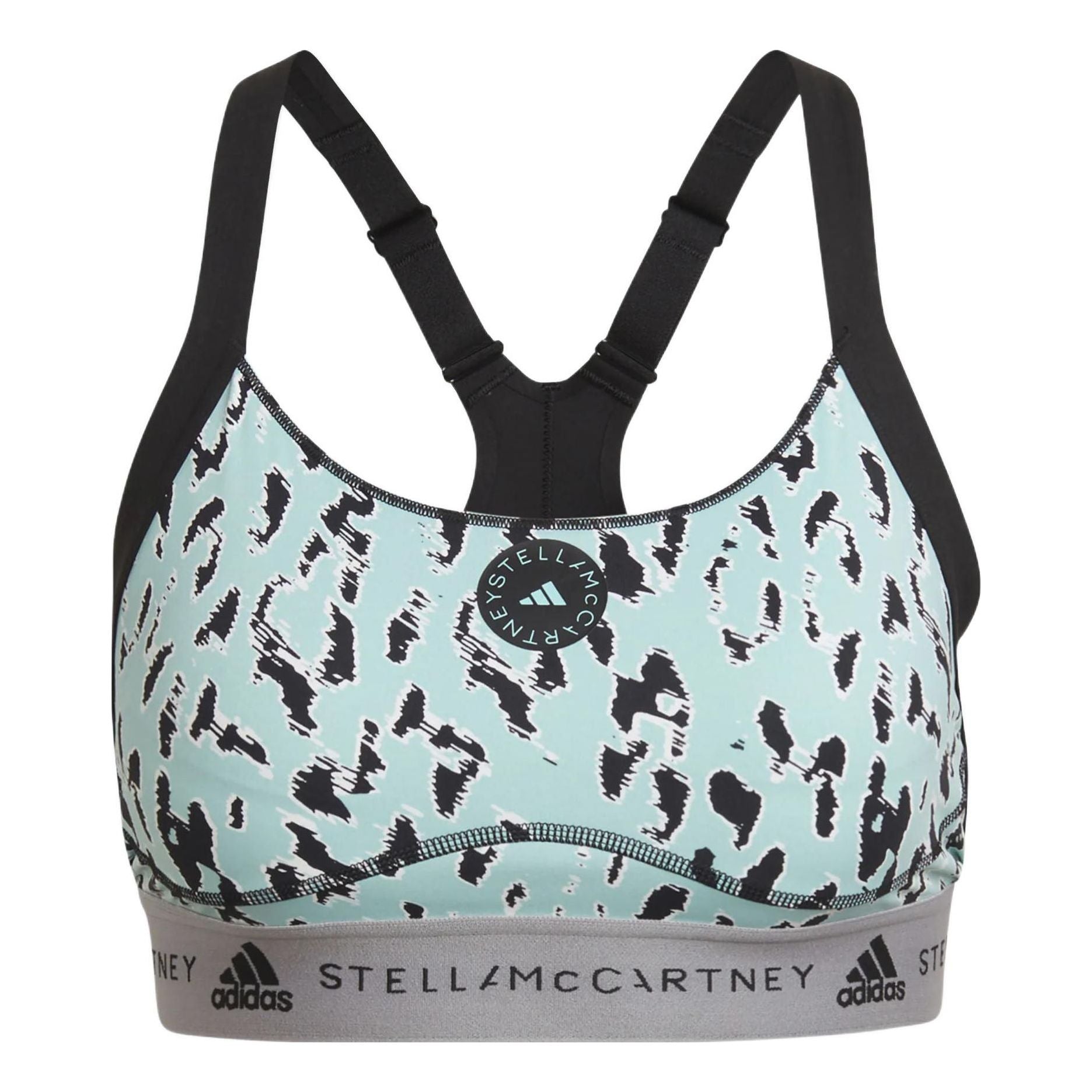 

(WMNS) Бюстгальтер Adidas by Stella McCartney TruePurpose Medium Support Printed Bra 'Teal Black'