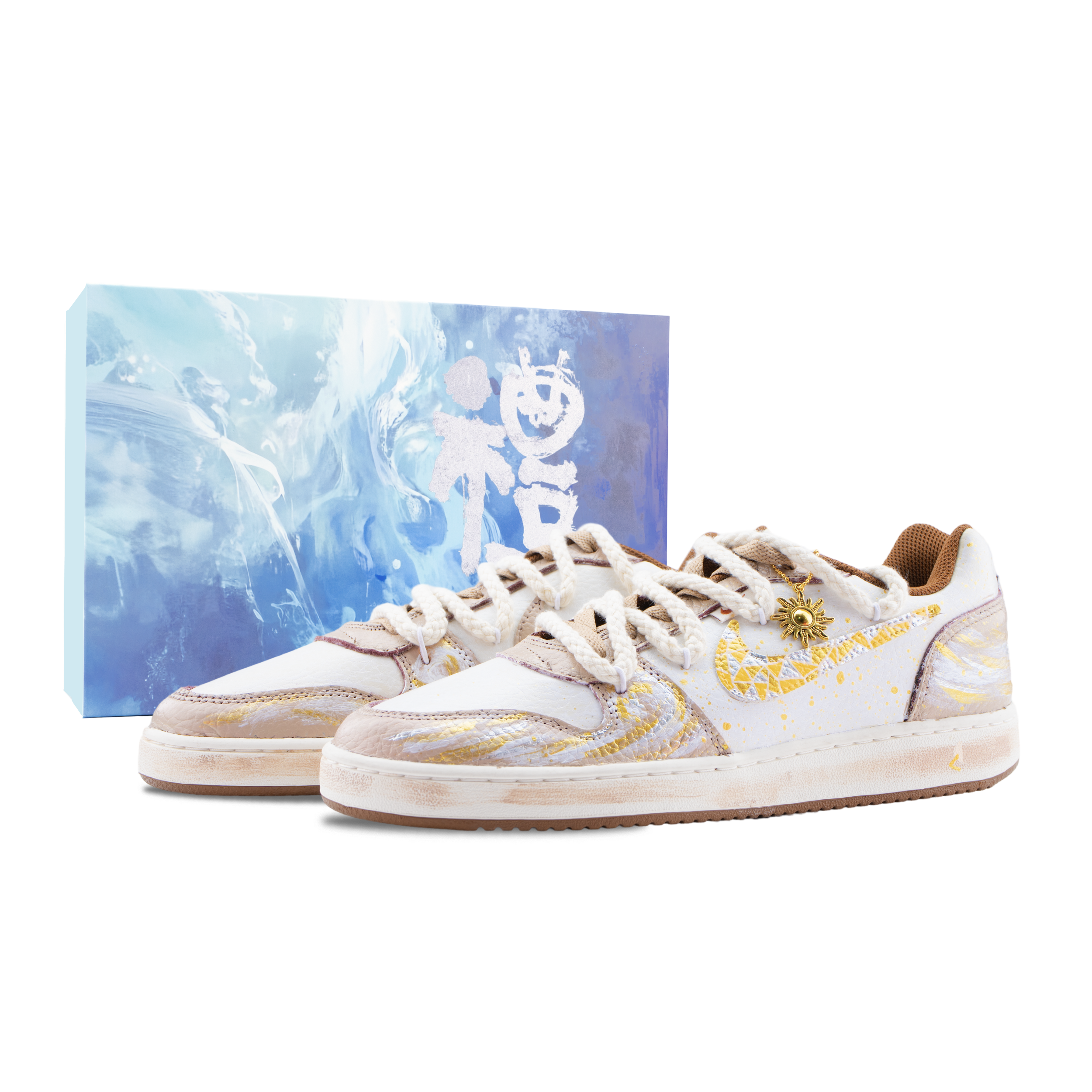 

Nike Низкие износостойкие кроссовки для скейтбординга EBERNON Apollo, The Sun God, бежево-золотые
