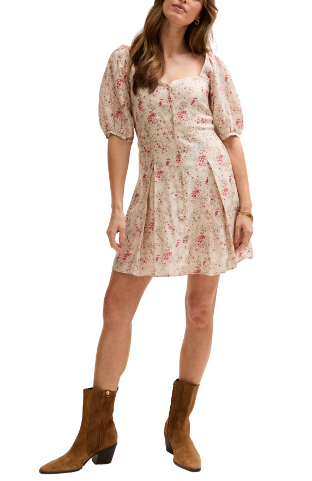 

Женское мини-платье Lily and Lionel London с индийским принтом в виде колодца желаний и пуговицами спереди Lily And Lionel London, красный