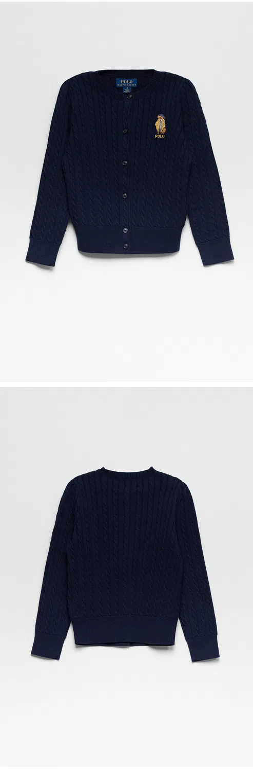 Детский хлопковый кардиган с мини-косами Polo Bear от Polo Ralph Lauren Children — фото 3
