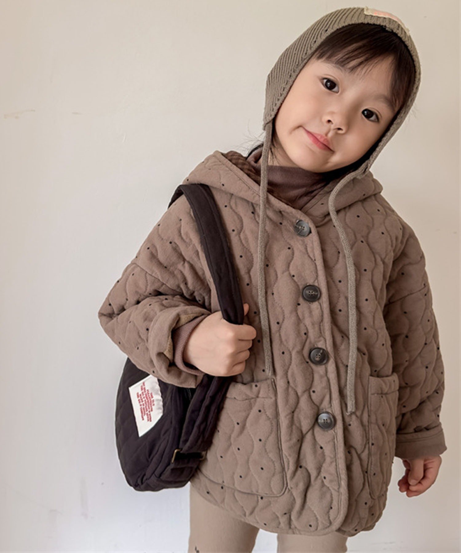 Стеганая куртка с капюшоном Aimoha Kids, brown