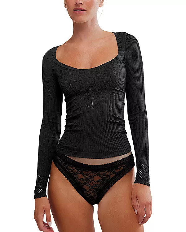 

Динамичный дуэт, топ с длинными рукавами Free People, черный